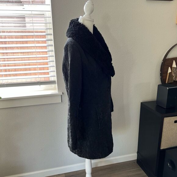 Vintage Black Button Front Jacket with Faux Fur Trim Size XL - Picture 8 of 8